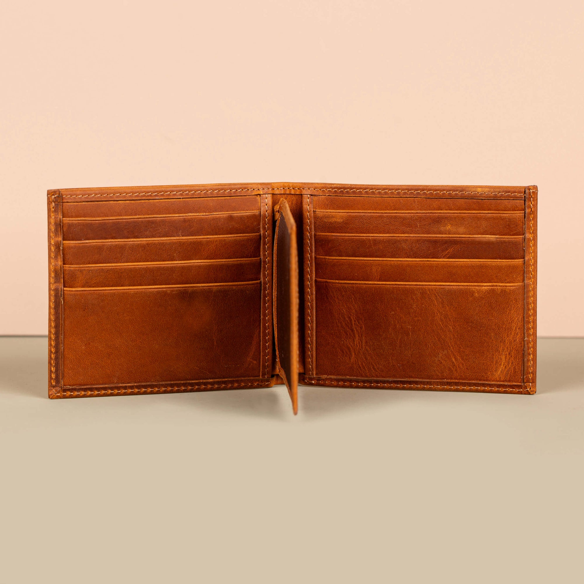 Classic Leather Bifold Wallet Light Brown Los Angeles