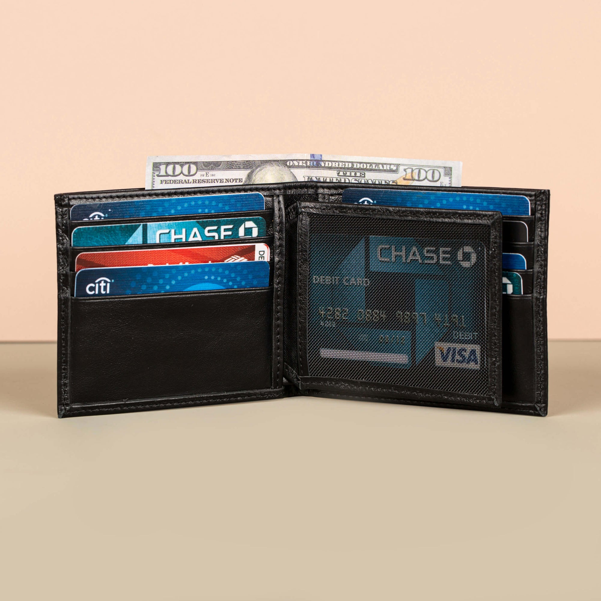 Classic Leather Bifold Wallet Black Los Angeles