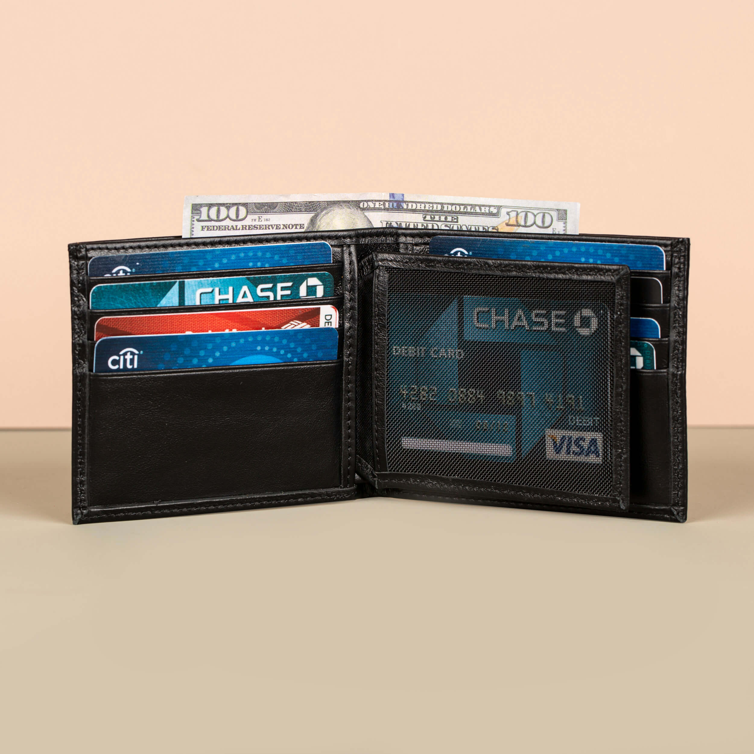Classic Leather Bifold Wallet Black Los Angeles