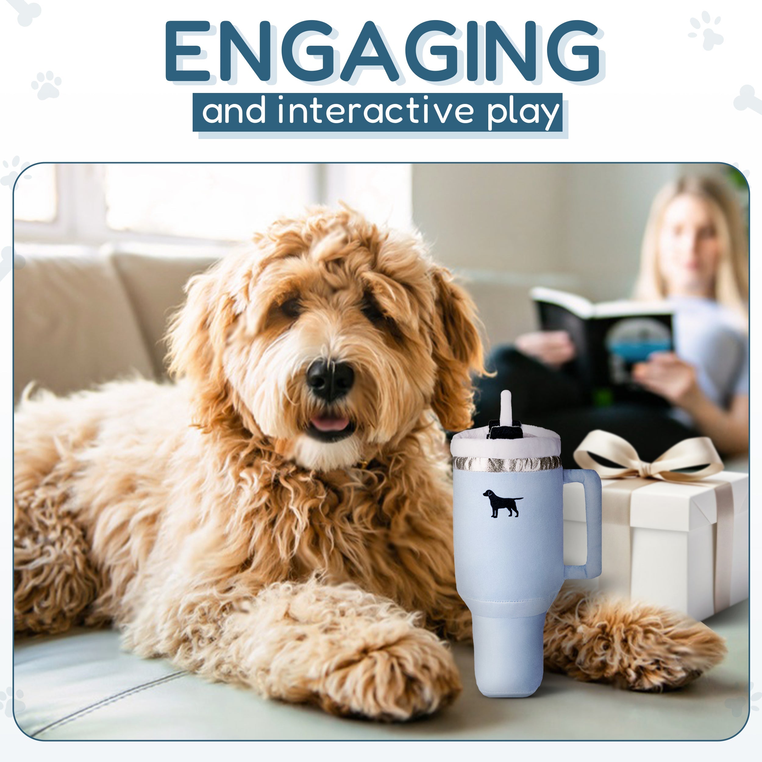 PUPROAR Pup Cup Dog Toy - Cute Squeaky Plush Tumbler Dog Toy