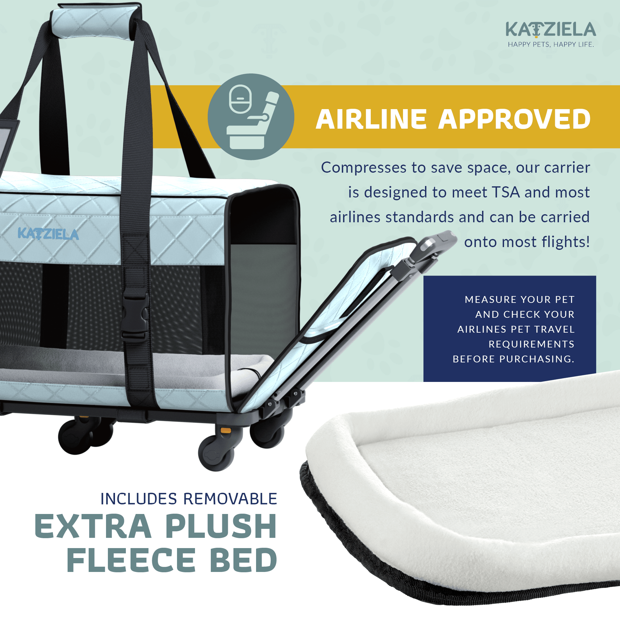 Quilted Chariot Pet Carrier With Removable Wheels and Telescopic Handle | HT Animal Supply