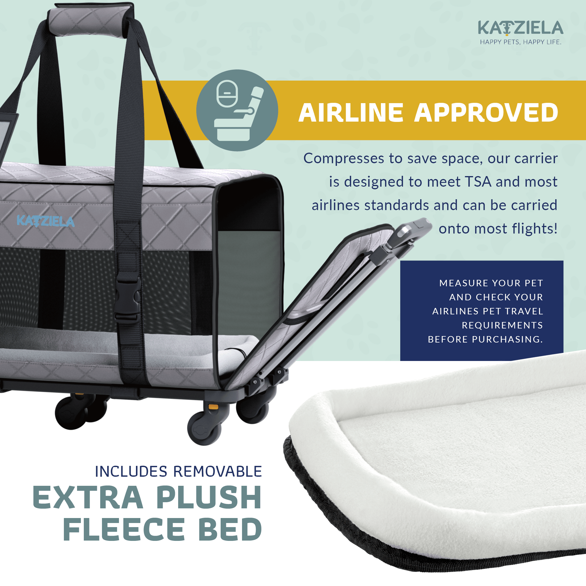 Quilted Chariot Pet Carrier With Removable Wheels and Telescopic Handle | HT Animal Supply