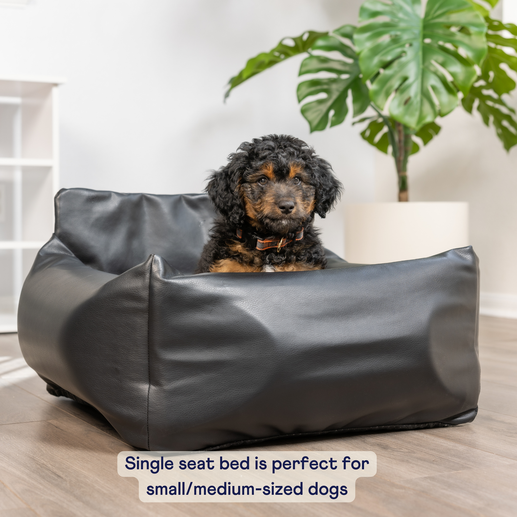 Pupprotector Faux Leather Memory Foam Dog Car Bed Black