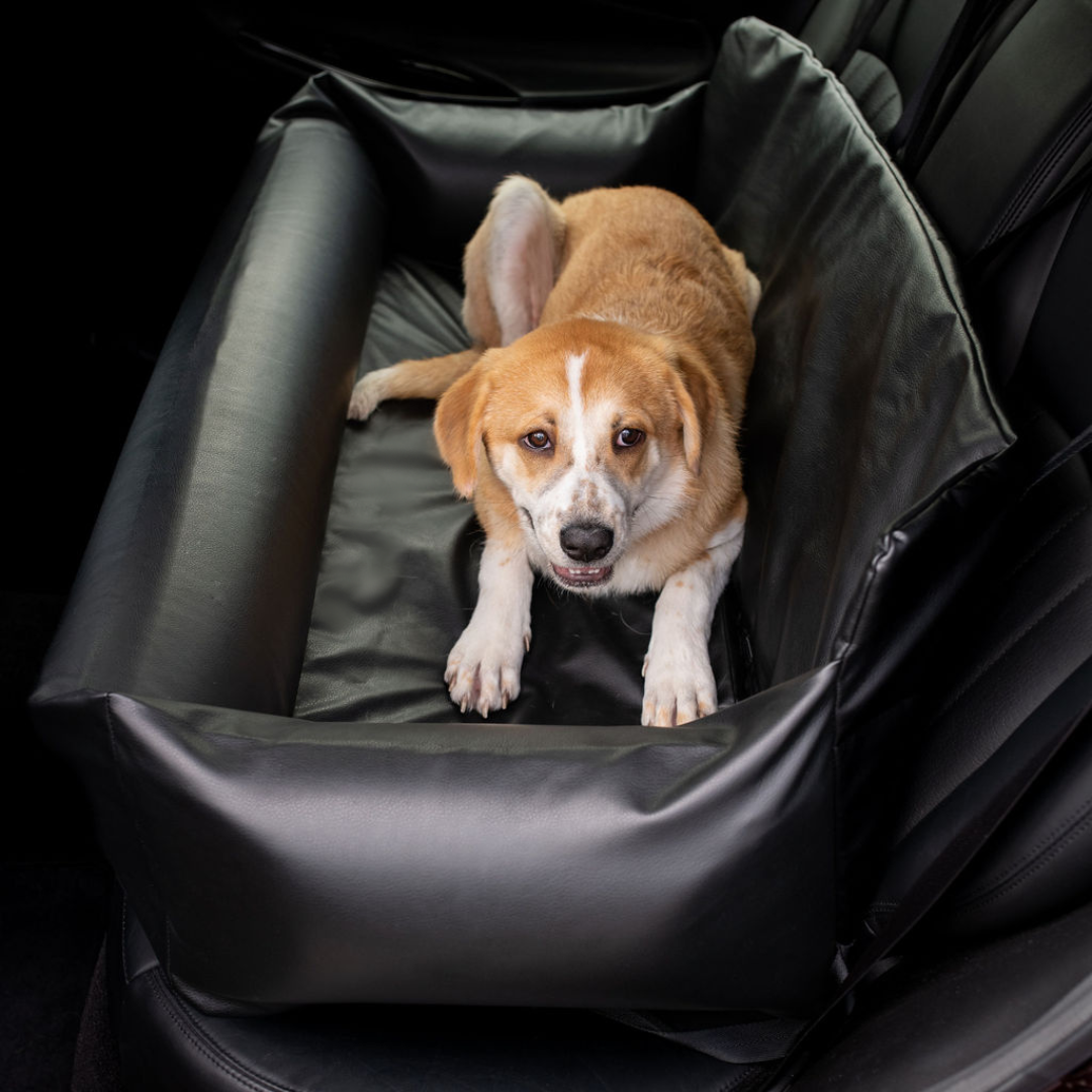 Pupprotector Faux Leather Memory Foam Dog Car Bed Black