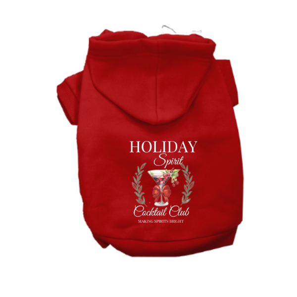 Holiday Spirit Cocktail Club Dog Hoodie