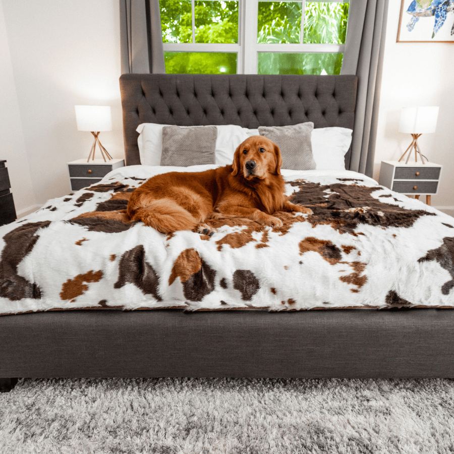 PupProtector Waterproof Throw Blanket Brown Faux Cowhide