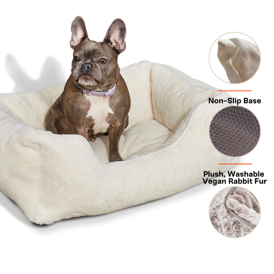 Sammy Bolster Dog Bed in Truffle, angled view
