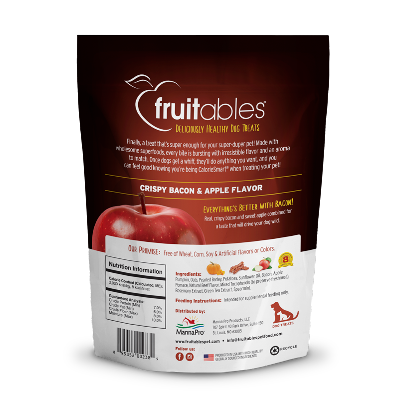 Fruitables Healthy Dog Treats: Crispy Bacon & Apple (7oz) - HT Animal Supply