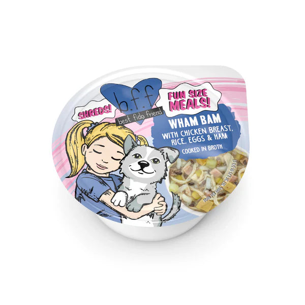 BFF Fun Size Meals Wham Bam Chicken Breast, Rice, Eggs and Ham Shredded Wet Dog Food (2.7oz)