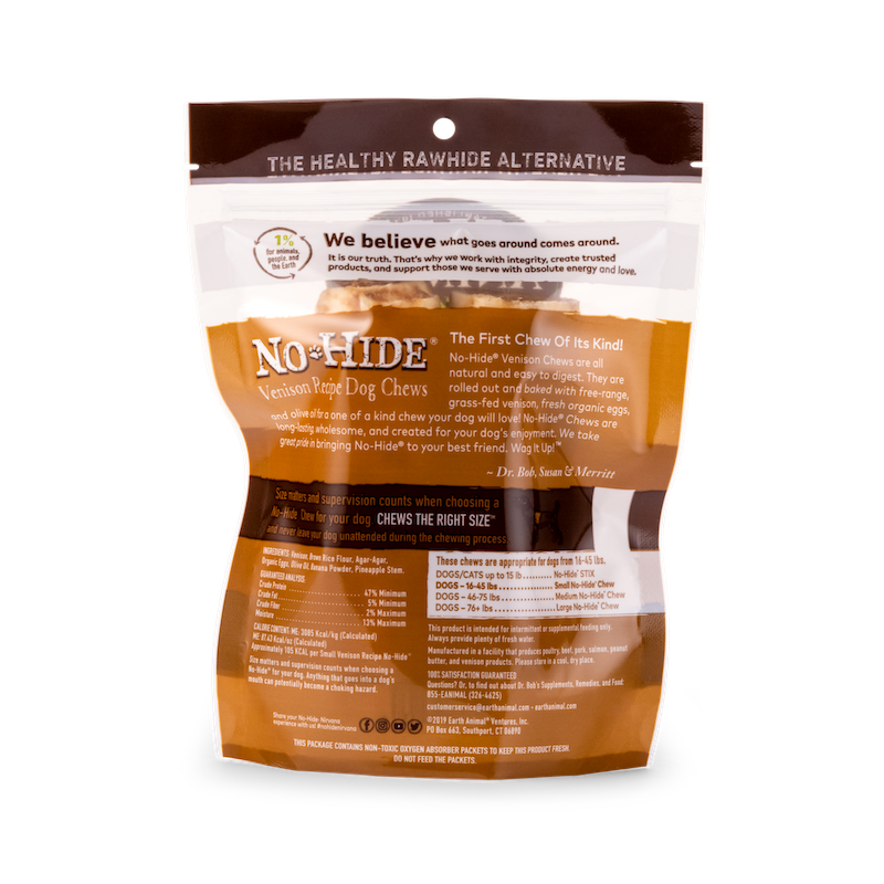 Earth Animal No Hide Small Venison Dog Rolls (2pk) (2.4oz) - HT Animal Supply