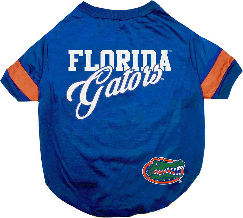 NCAA University of Florida Gators Striped-Sleeve Dog T-Shirt