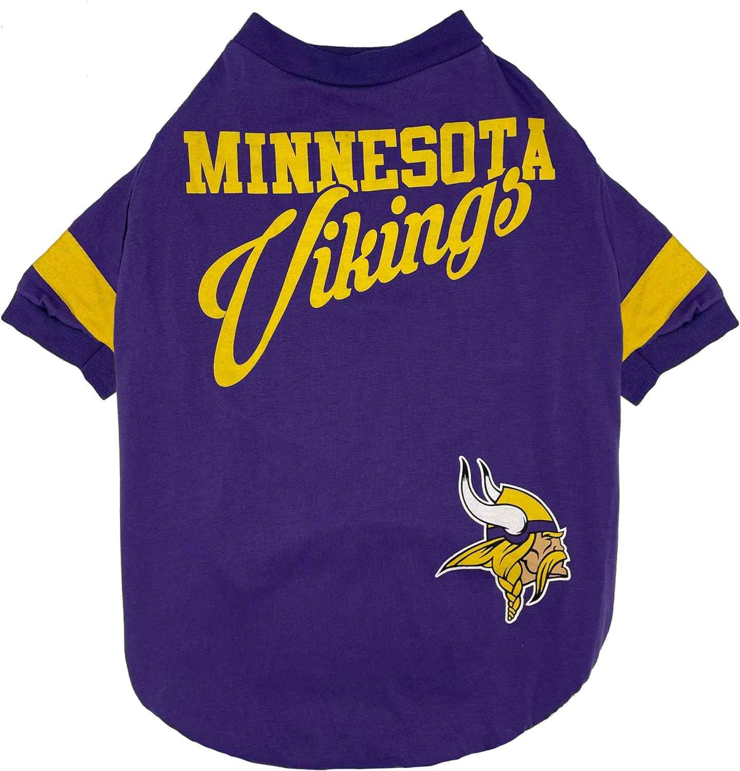 NFL Minnesota Vikings Striped-Sleeve Dog T-Shirt
