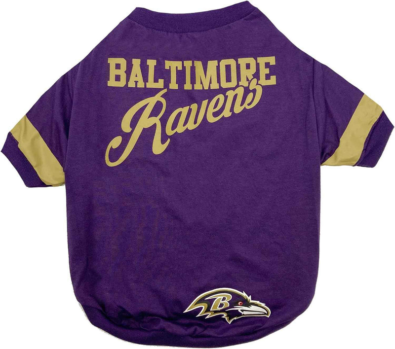 NFL Baltimore Ravens Striped-Sleeve Dog T-Shirt