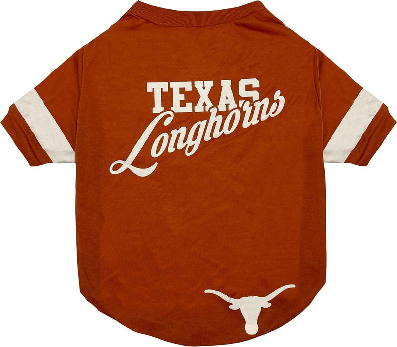 NCAA University of Texas Longhorns Striped-Sleeve Dog T-Shirt