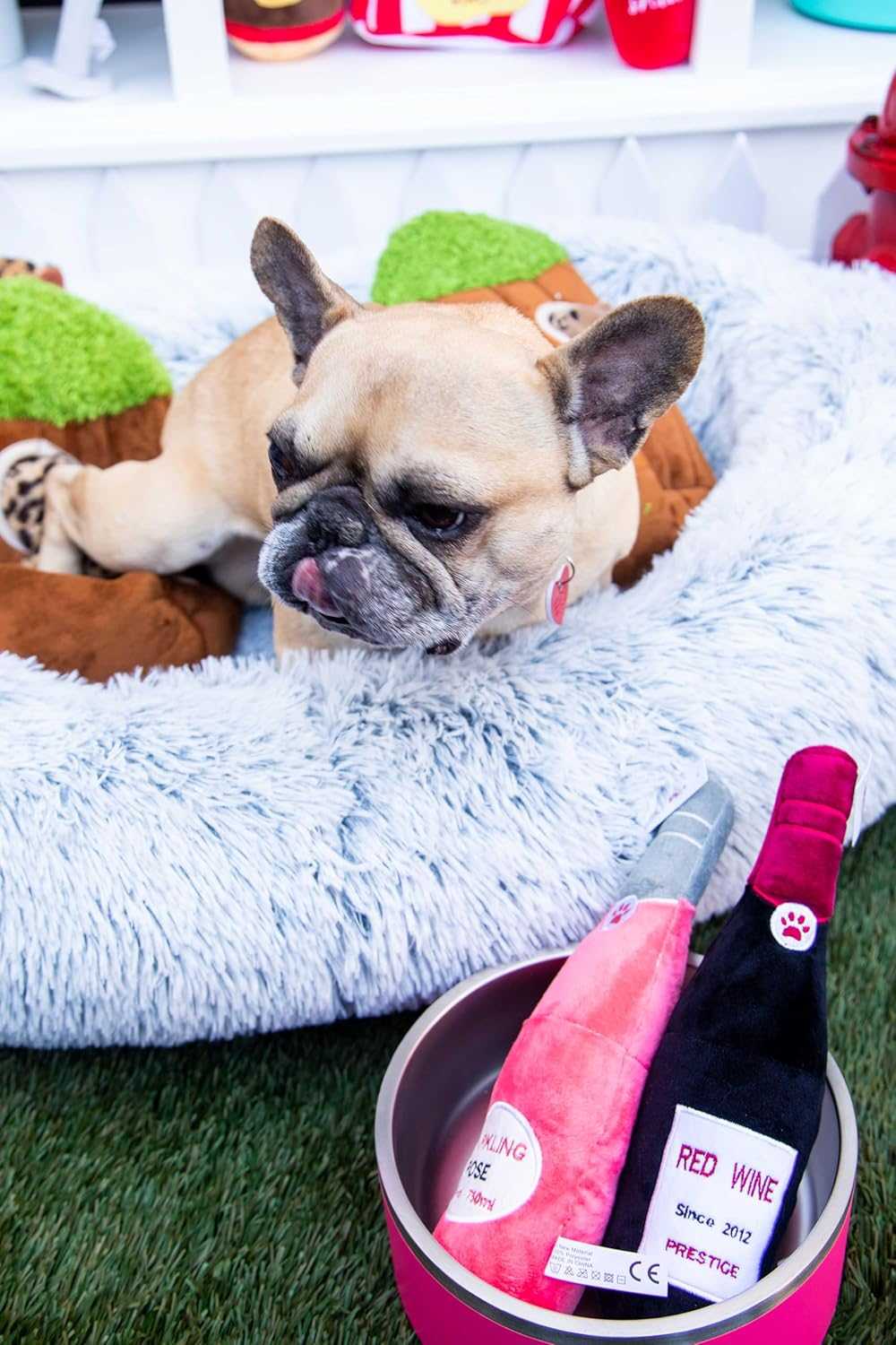 Glow Pups: Red Wine Squeaky Plush Dog Toy
