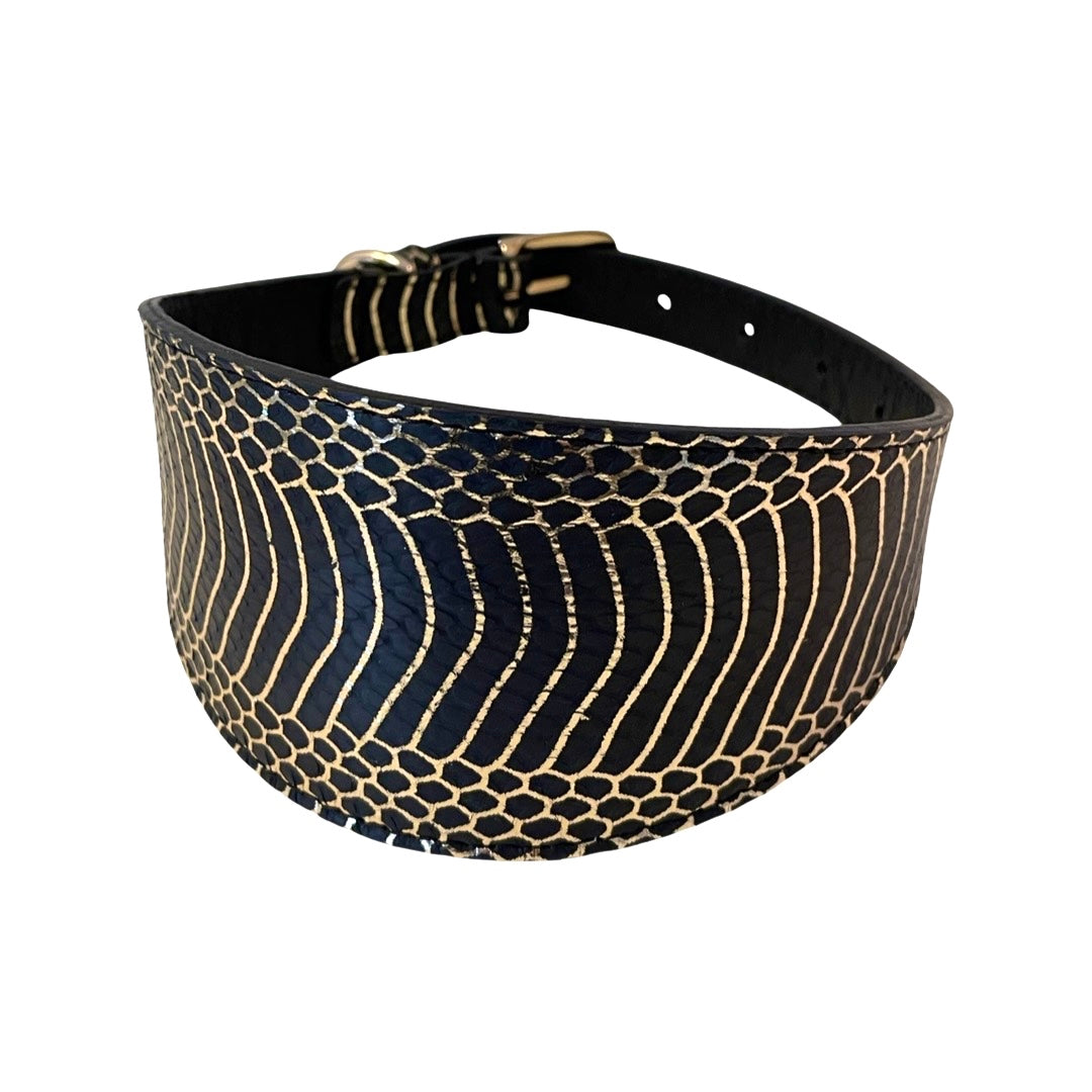 Gold & Black Snake 3" Wide Style Gatsby Collar
