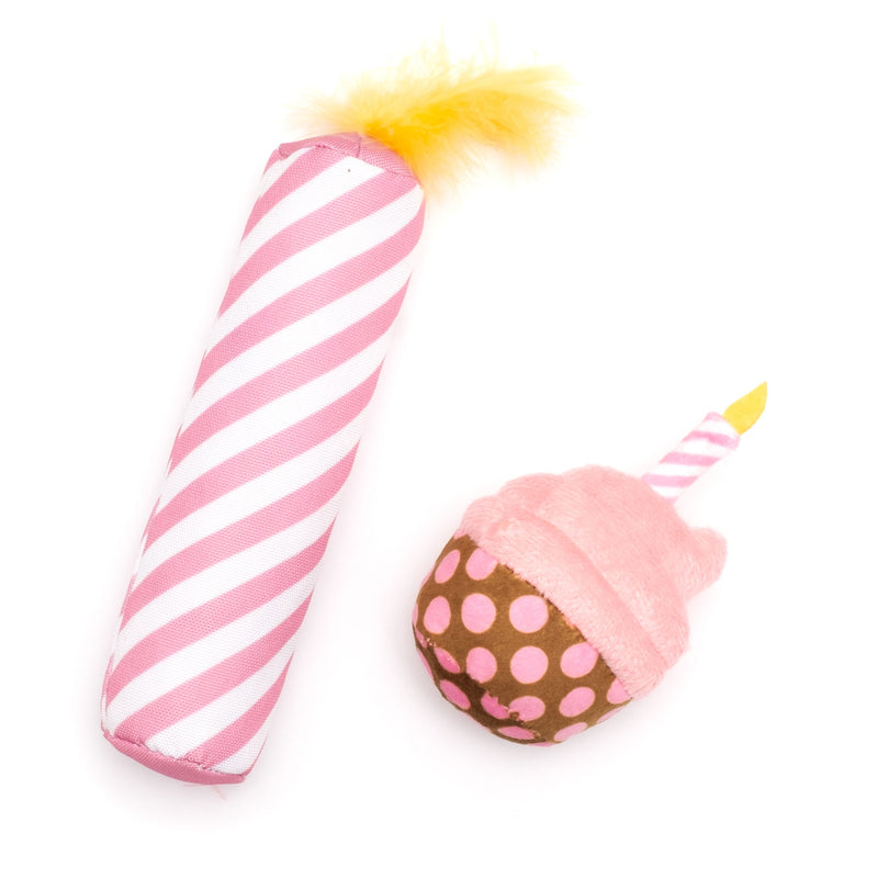 Birthday Cupcake & Candle Cat Toy Set