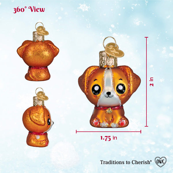 Old World Christmas: Mini Kawaii Dog Christmas Ornament