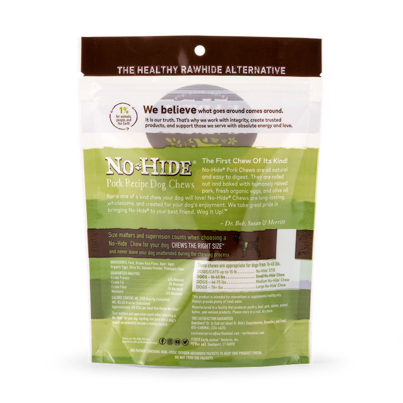 Earth Animal No Hide Small Pork Dog Rolls (2pk) (2.4oz) - HT Animal Supply
