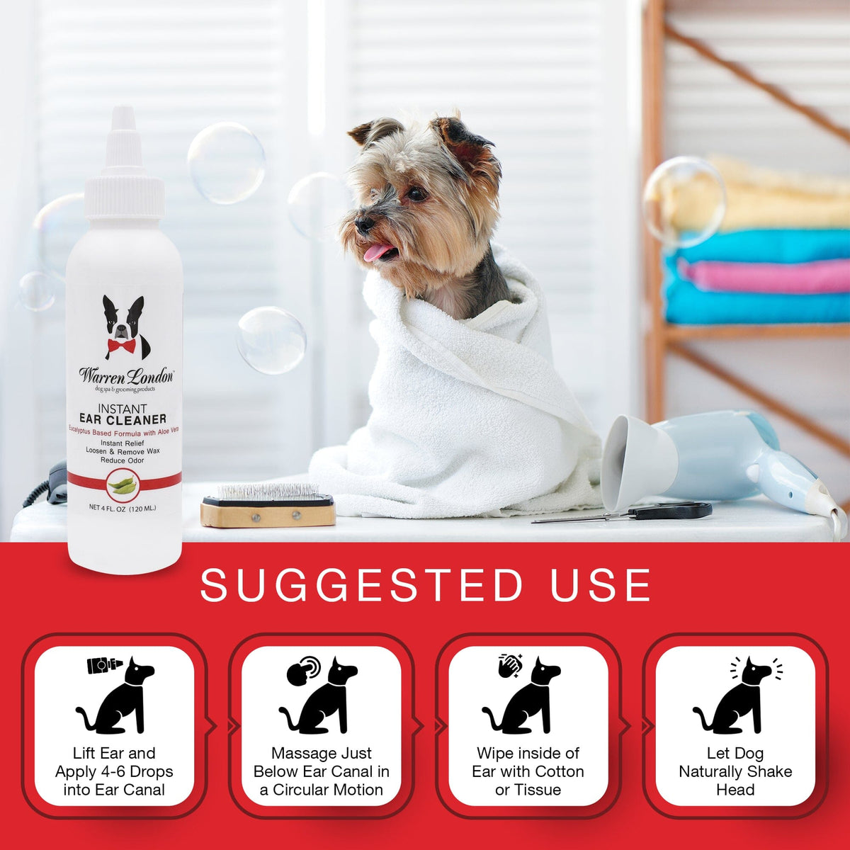 Instant Ear Cleaner For Dogs 12 oz or 1 gallon - Professional Size - Removes Wax and Odor