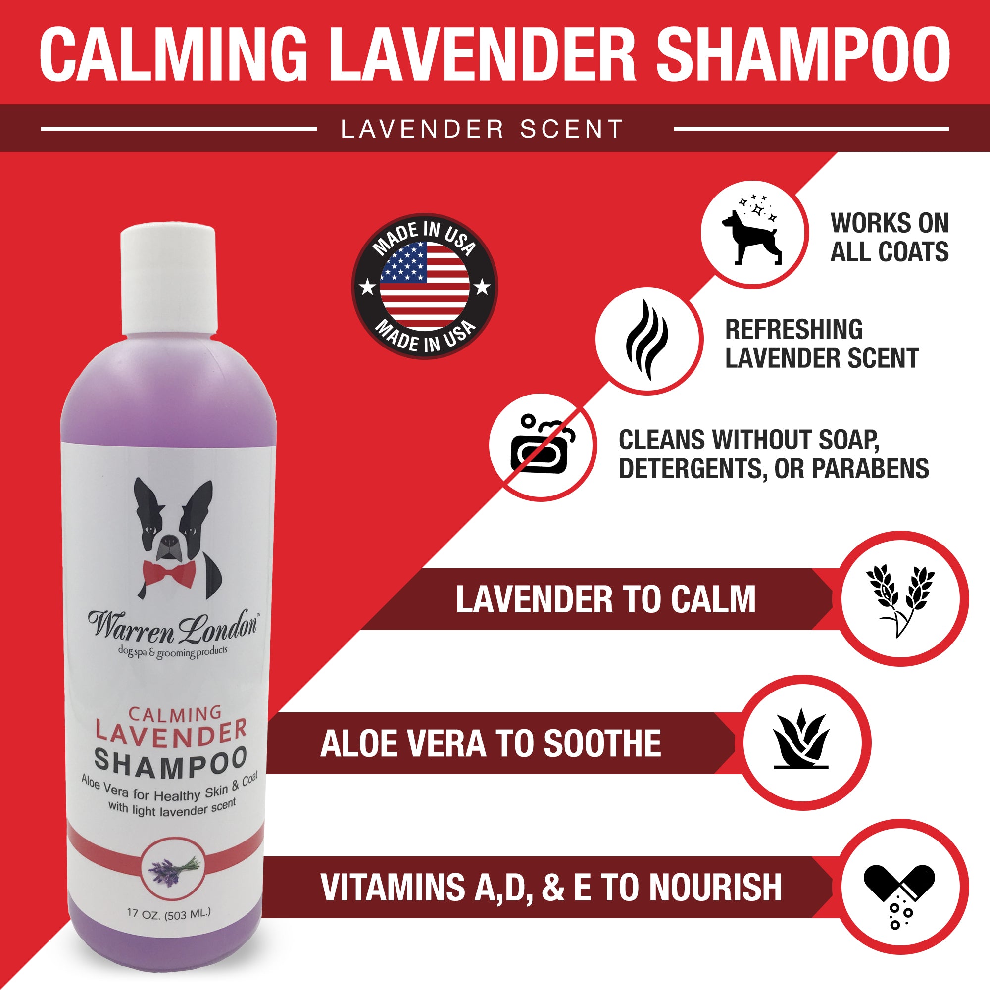 Calming Lavender Dog Shampoo w/Aloe Vera & Essential Oils