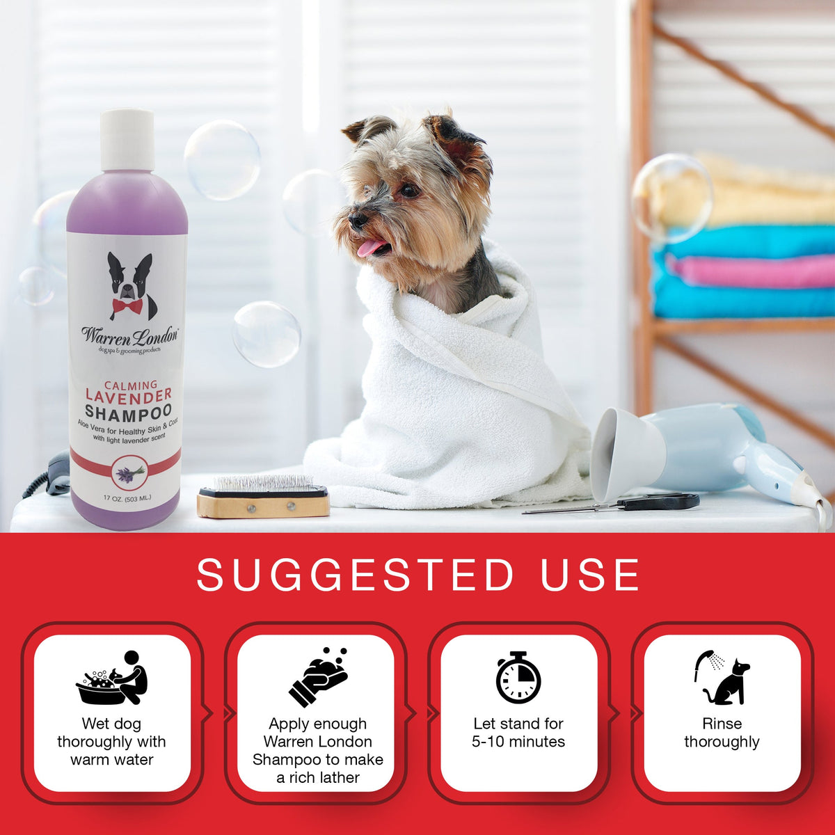 Calming Lavender Dog Shampoo w/Aloe Vera & Essential Oils | HT Animal Supply