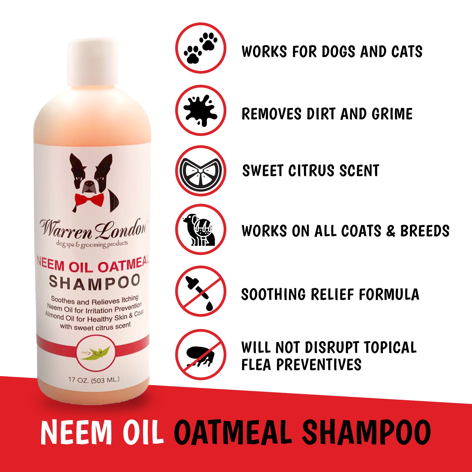 Neem Oil Oatmeal Shampoo - Soothes & Relieves Itching - Insect Repellant