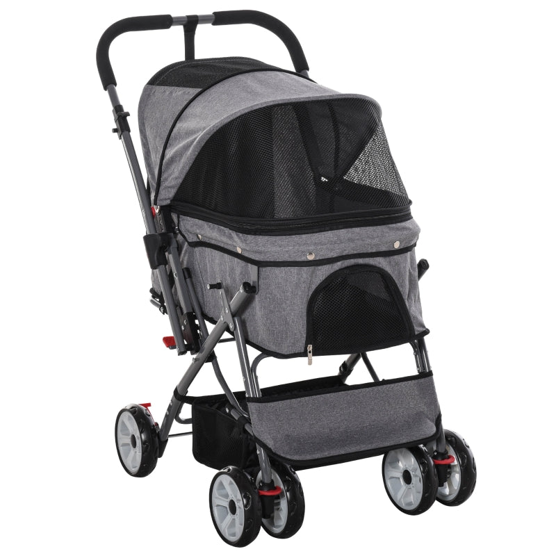 Pet Foldable Travel Carriage Stroller with Reversible Handle