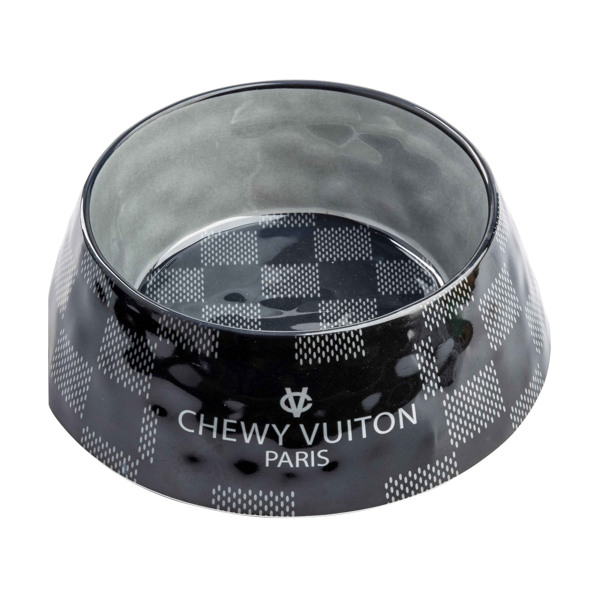 Haute Diggity Dog Black Checker Chewy Vuiton Dog Bowl