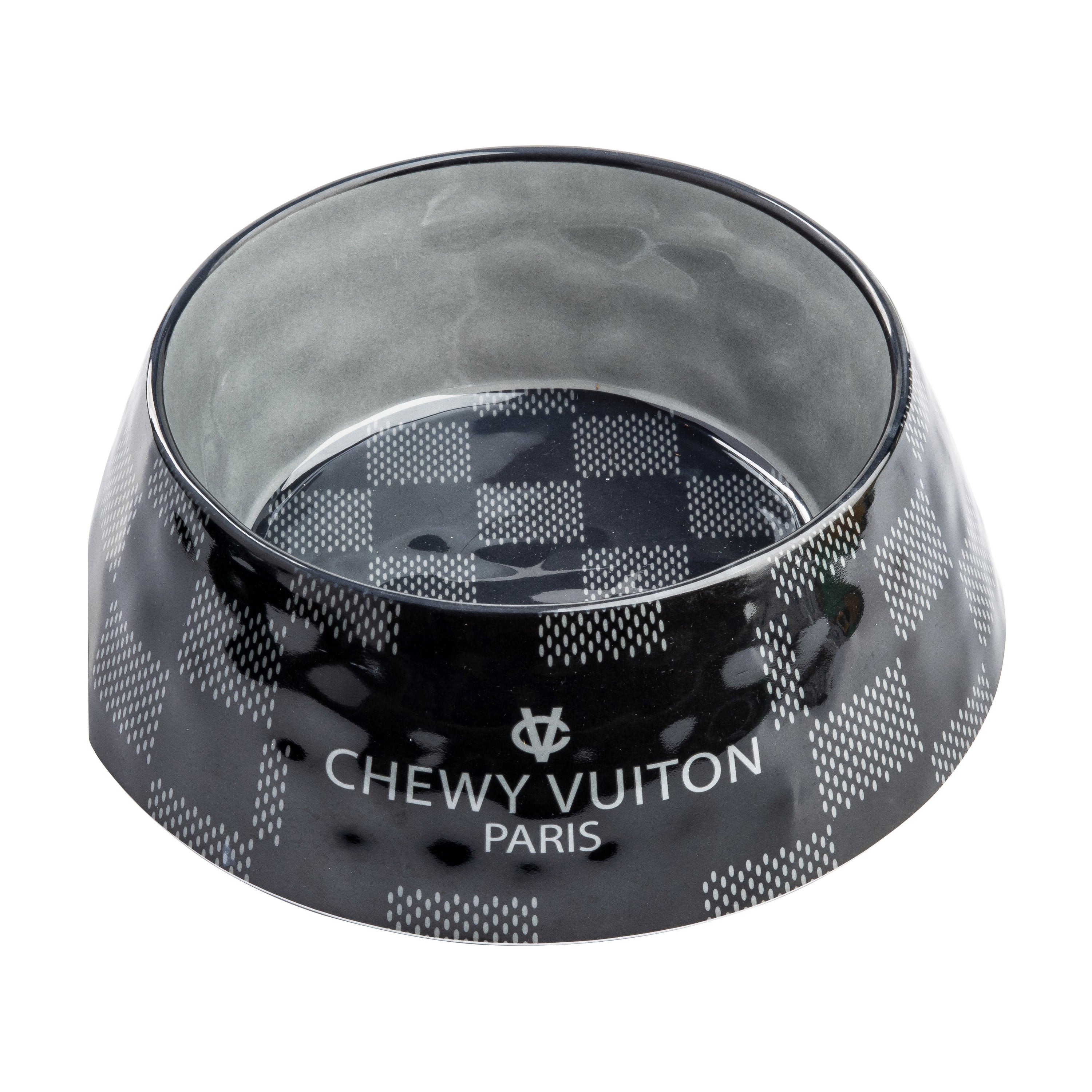 Haute Diggity Dog Black Checker Chewy Vuiton Dog Bowl
