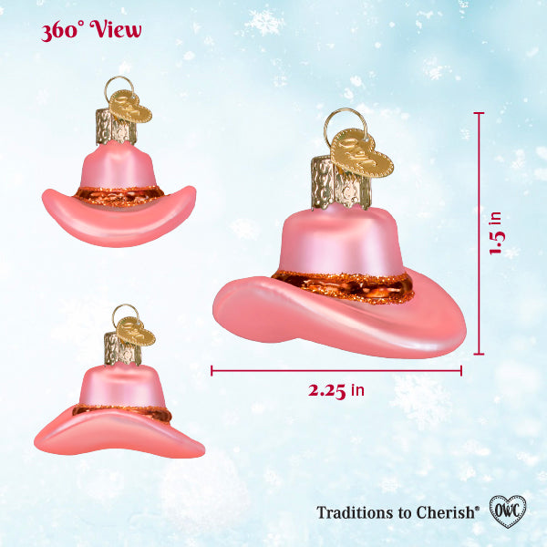 Old World Christmas: Mini Cowgirl Hat Christmas Ornament