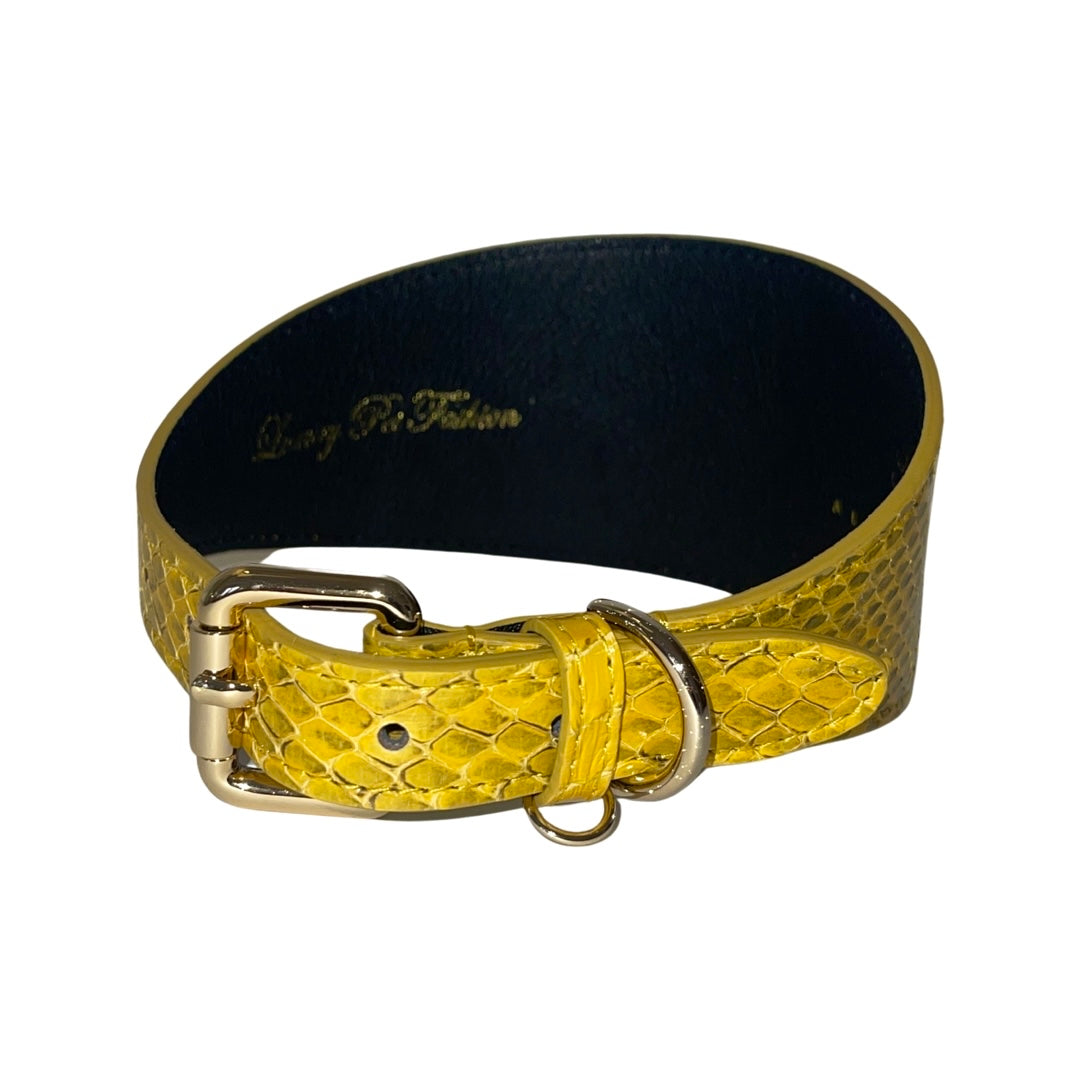Allysa Payne Mustard Yellow & Black Snake 3-Inch Wide Style Dog Collar