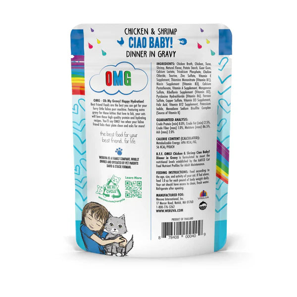 BFF OMG Adult Ciao Baby Chicken and Shrimp Wet Cat Pouch (2.8oz)