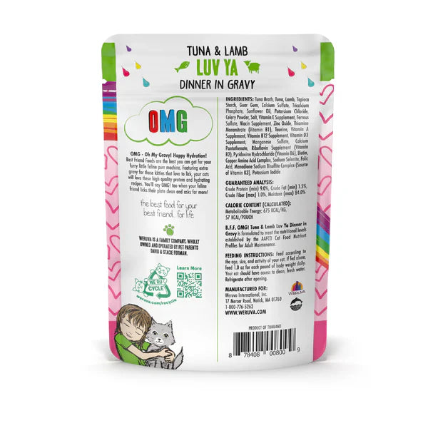 BFF OMG Adult Luv Ya Tuna and Lamb Wet Cat Pouch (3oz)