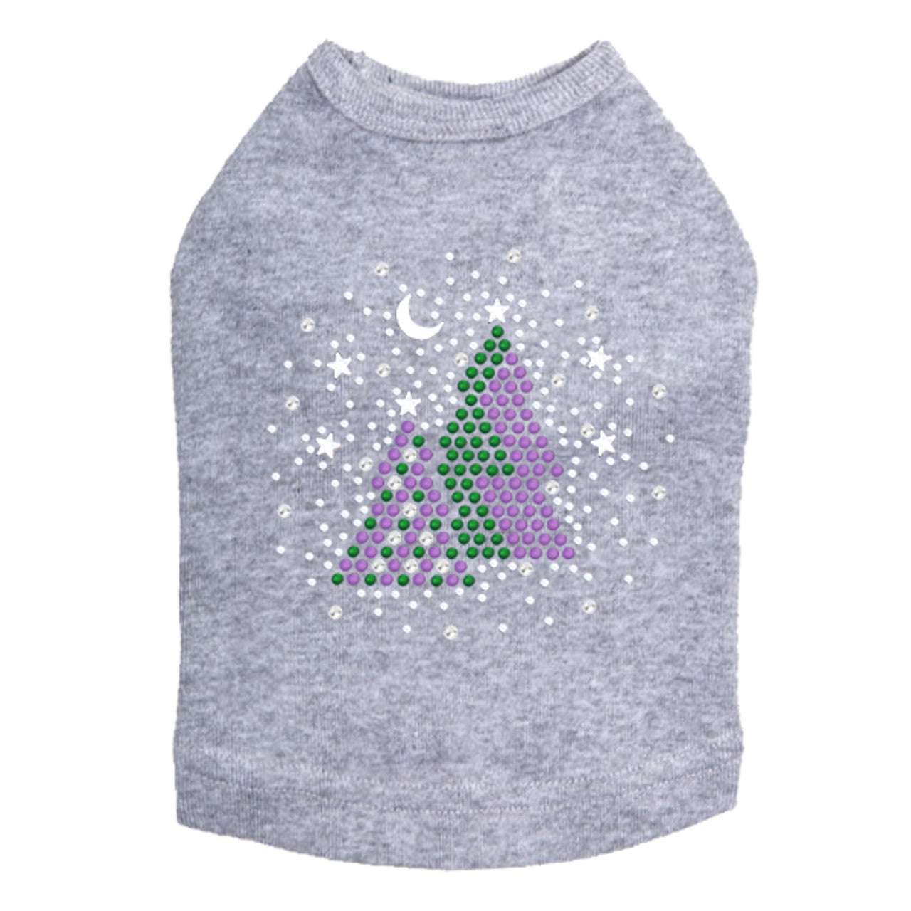 Purple & Green Christmas Trees with Snowflakes - Dog Tank