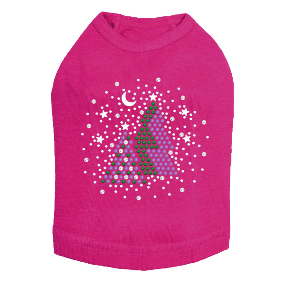 Purple & Green Christmas Trees with Snowflakes - Dog Tank
