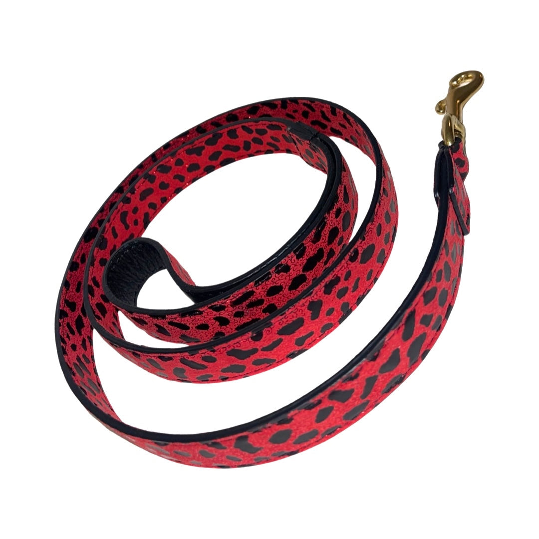 Beautiful & Soft Red & Black Leopard Print Italian Leather