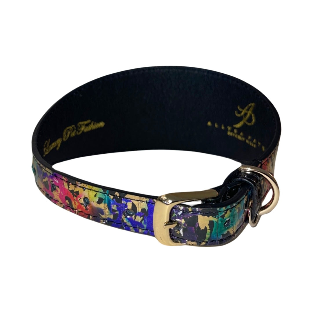 Allysa Payne 3-Inch Wide Style, Multi Color Art Deco Custom Snake Dog Collar