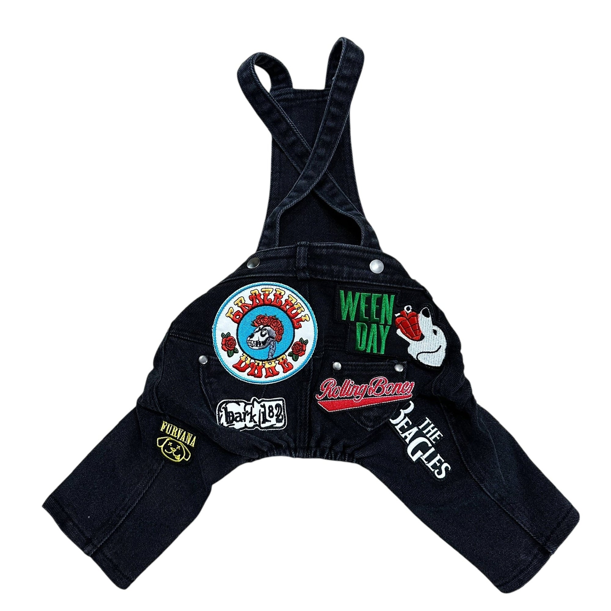 Heads or Tails Pup Ruff & Roll Denim Dog Overalls