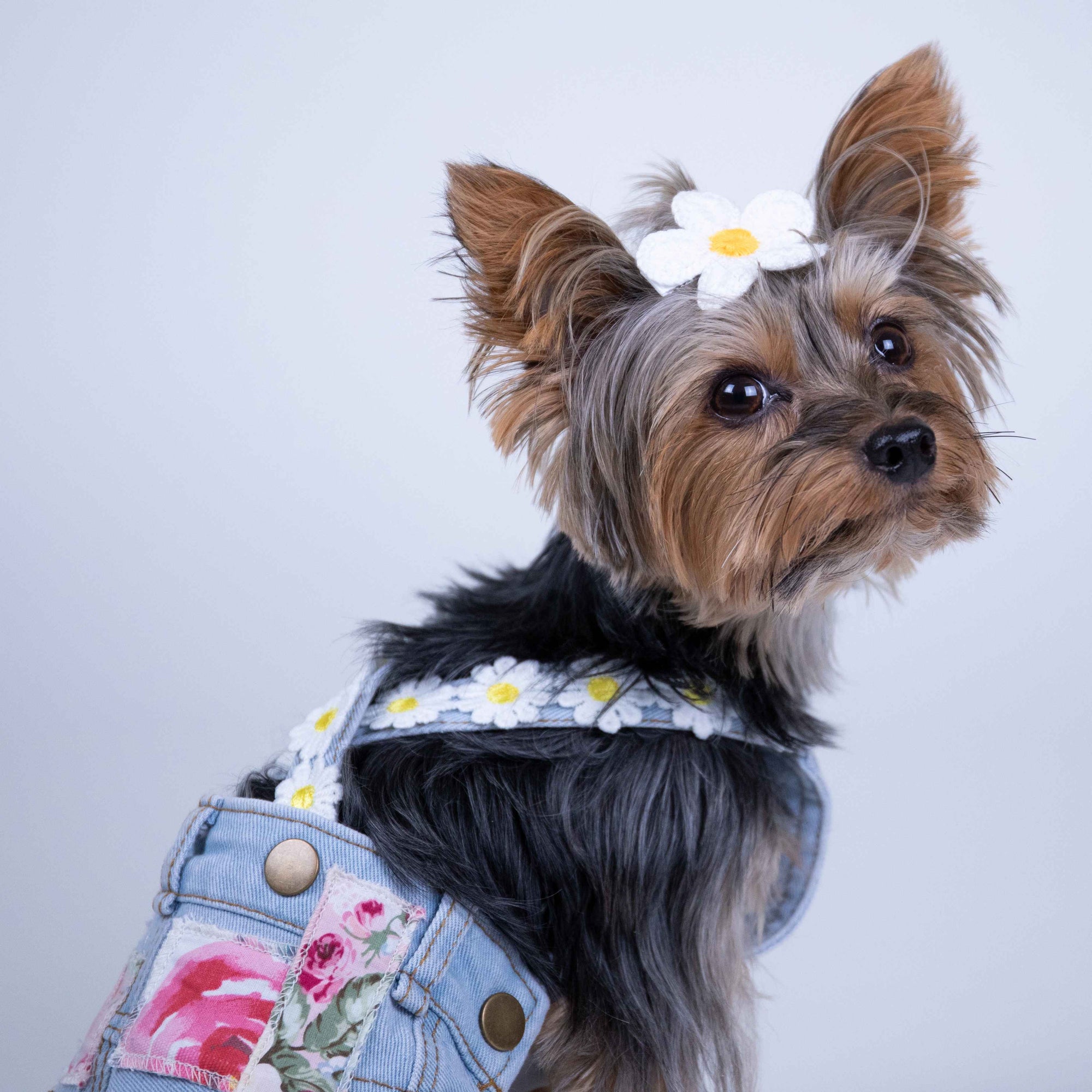 Heads or Tails Pup Floral Patchwork Dog Overalls