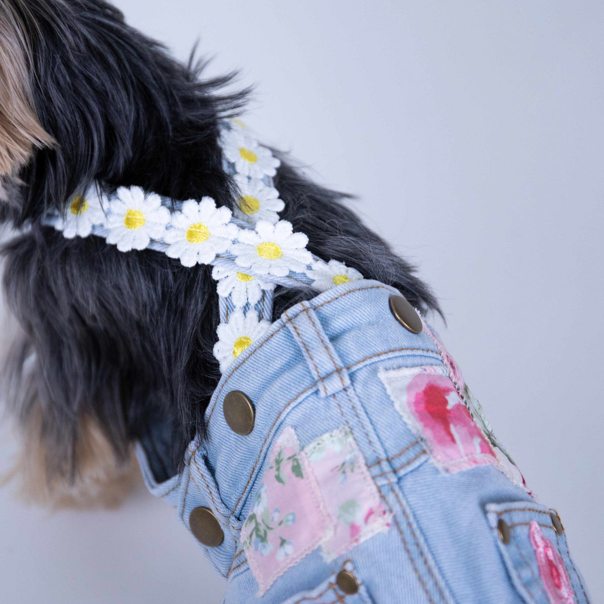 Heads or Tails Pup Floral Patchwork Dog Overalls