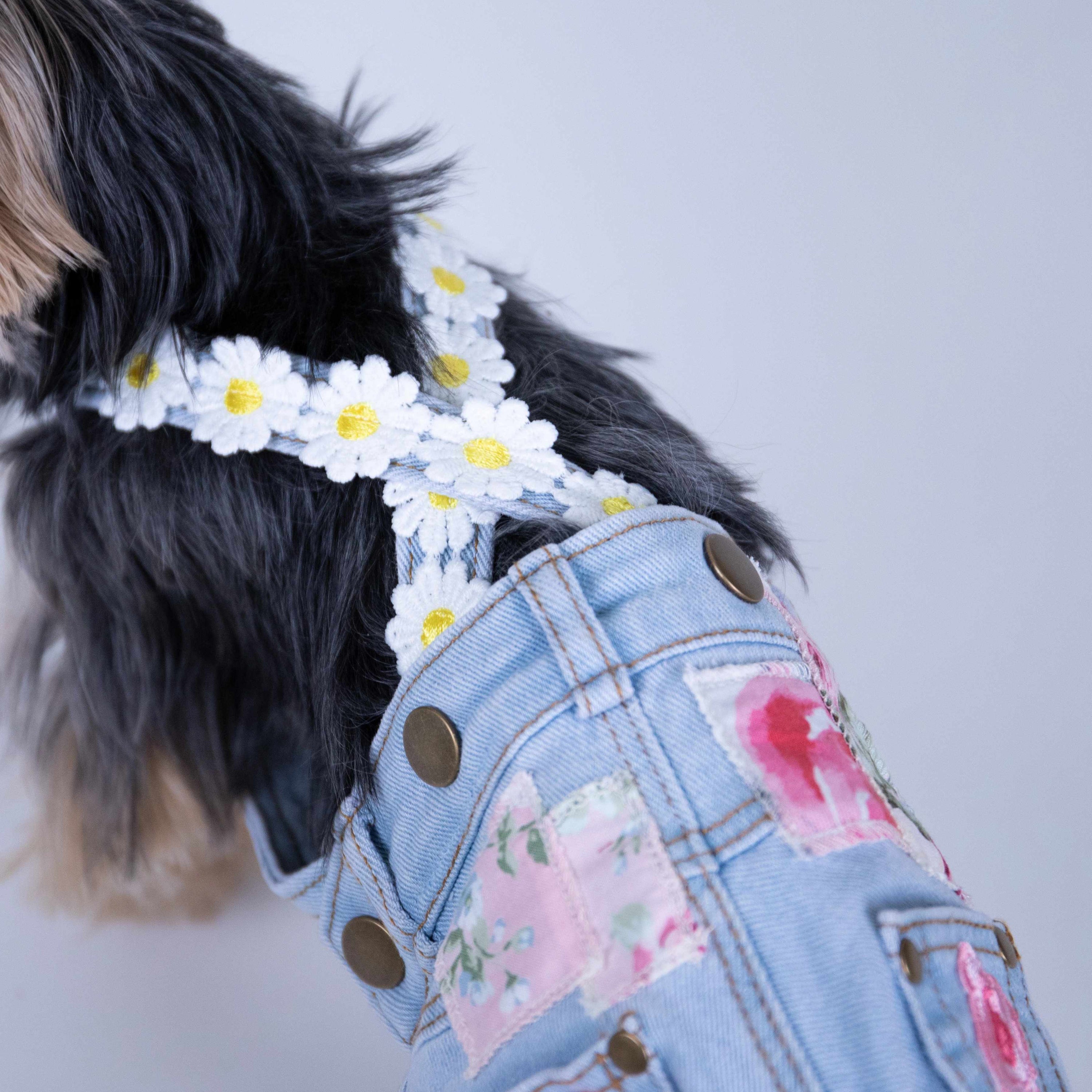 Heads or Tails Pup Floral Patchwork Dog Overalls