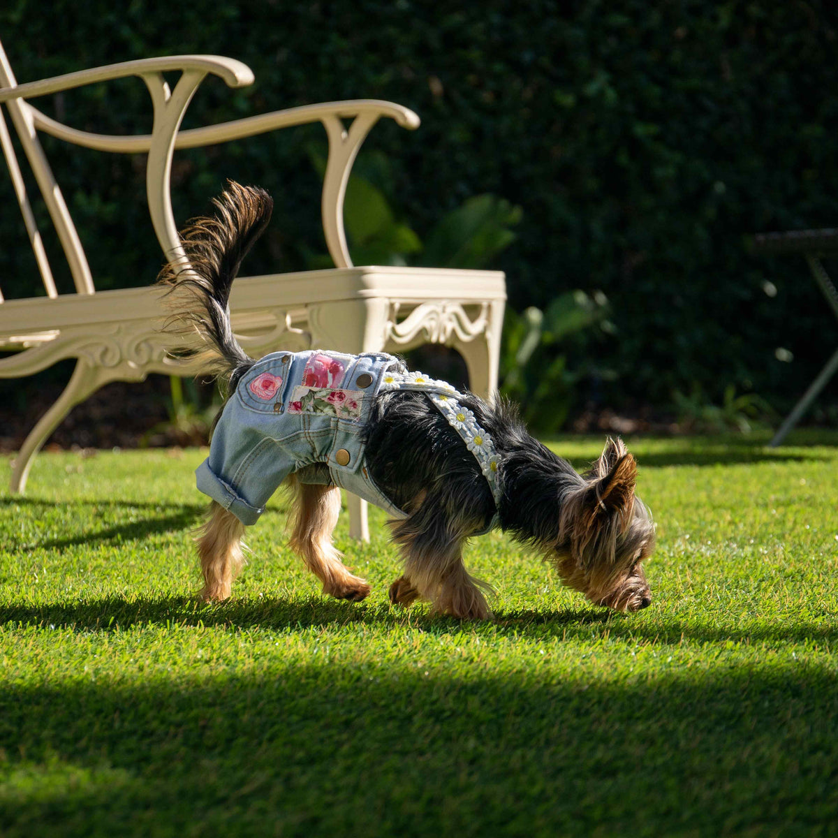 Heads or Tails Pup Floral Patchwork Dog Overalls