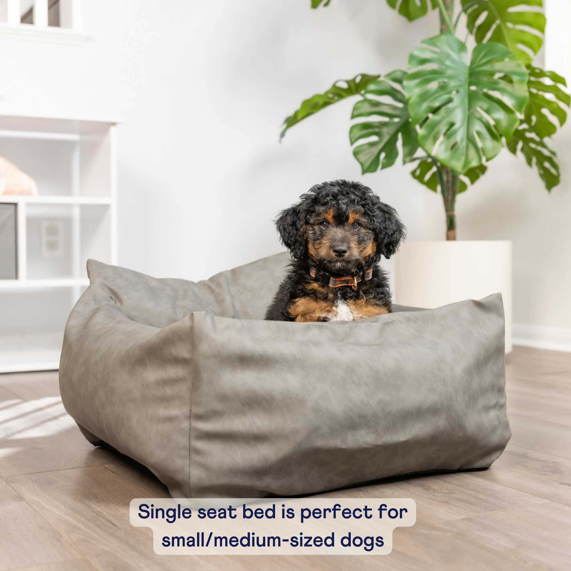 PupProtector Faux Leather Memory Foam Dog Car Bed Slate Gray