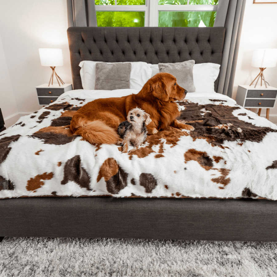 PupProtector Waterproof Throw Blanket Brown Faux Cowhide