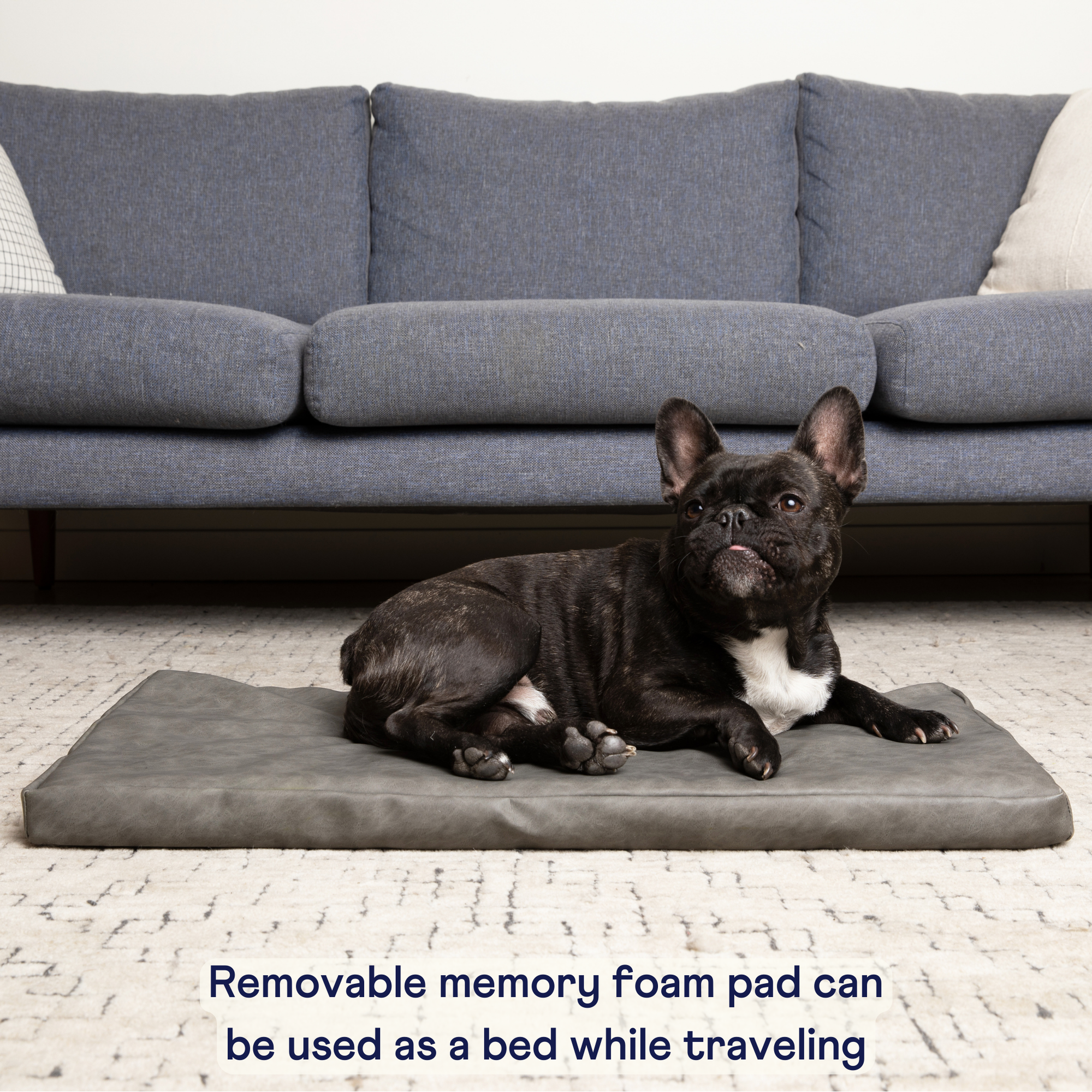 PupProtector Faux Leather Memory Foam Dog Car Bed Slate Gray
