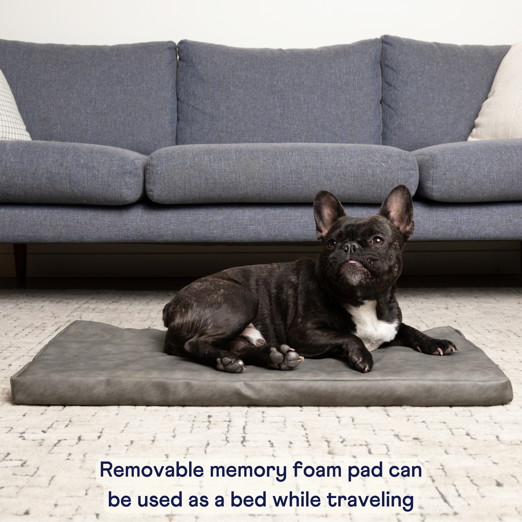 PupProtector Faux Leather Memory Foam Dog Car Bed Slate Gray