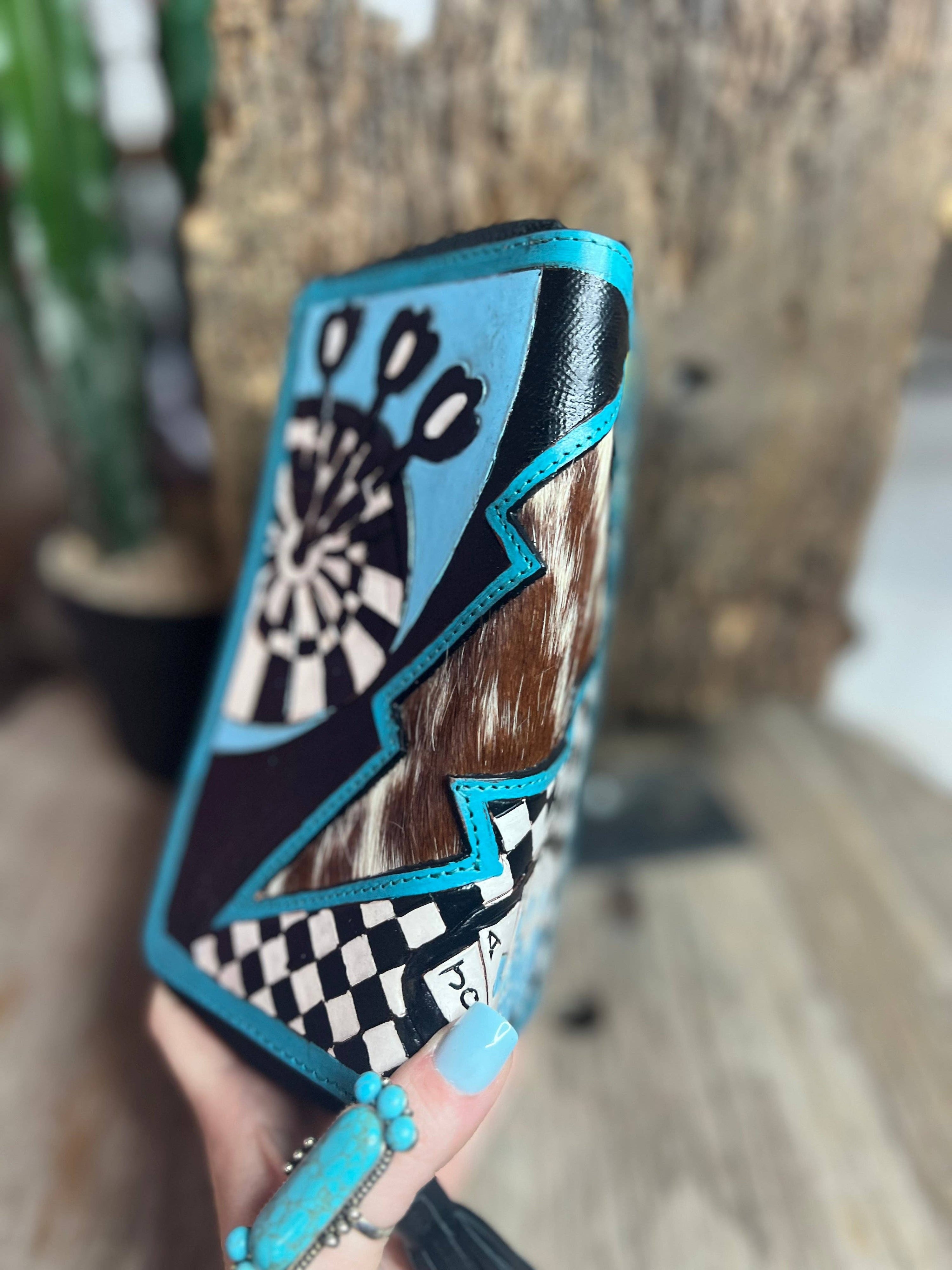 Turquoise Rocker Electric Rodeo Large Zippered Wallet | HT Animal Supply