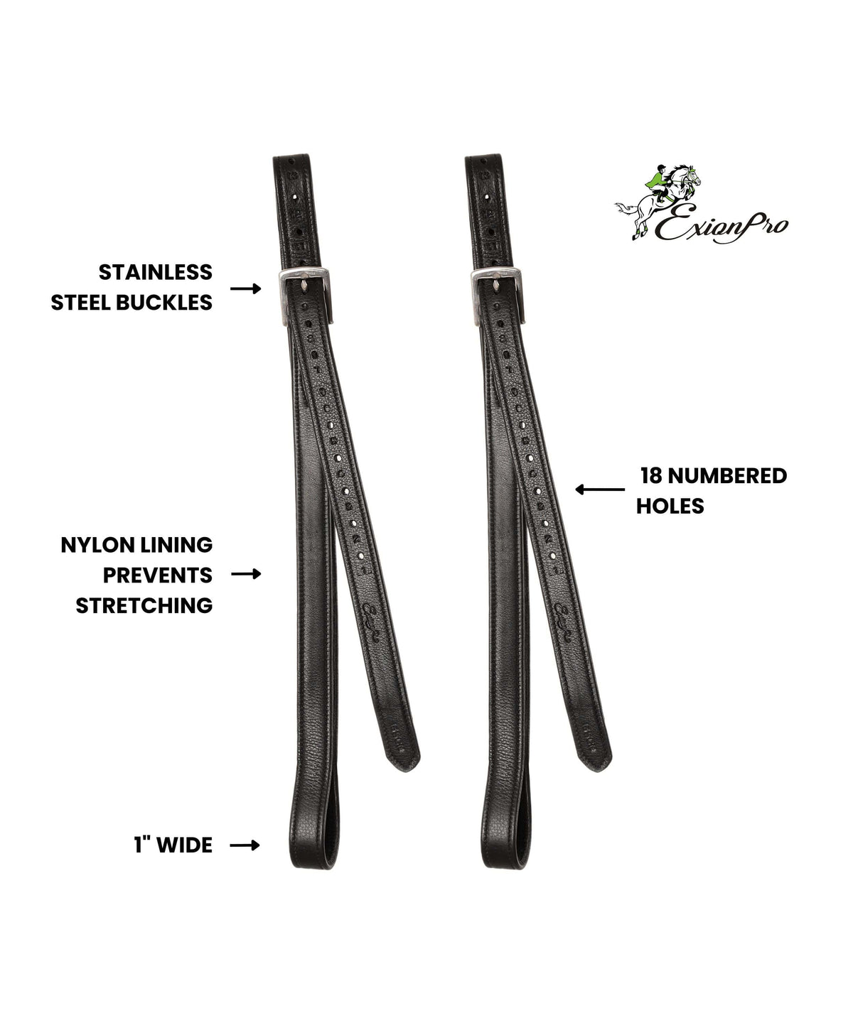 ExionPro Nylon Lined Stirrup Leathers - HT Animal Supply