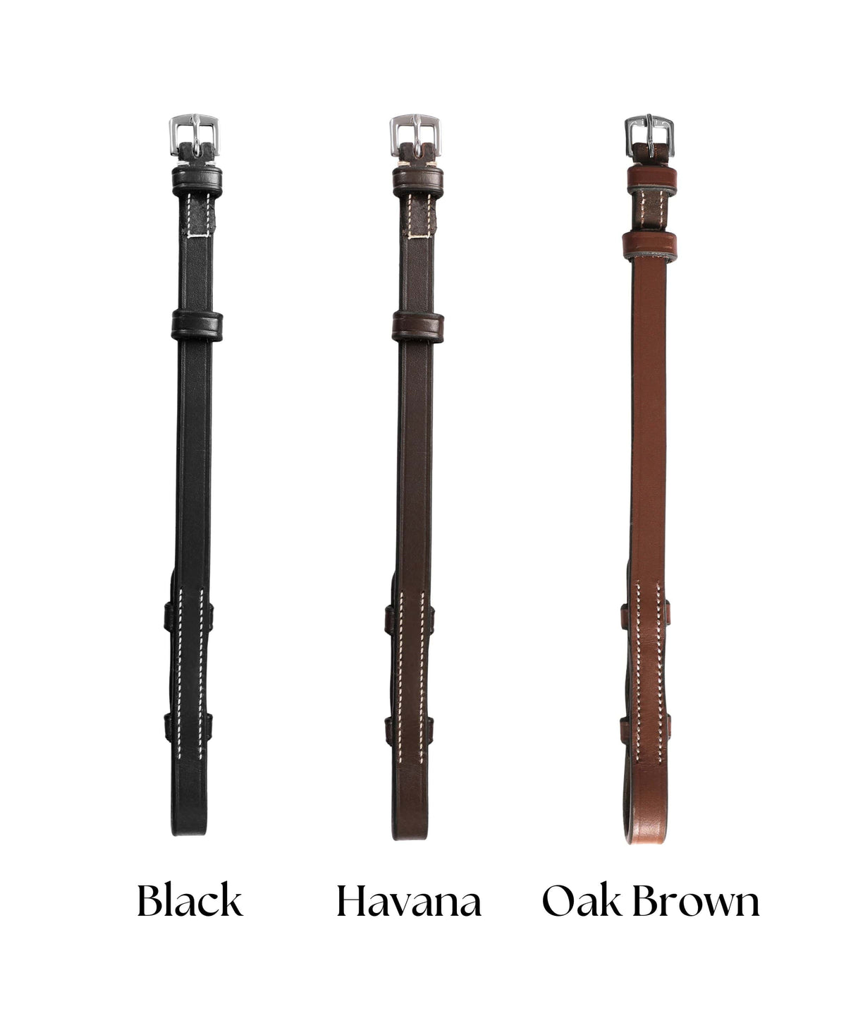 ExionPro Bridle Cheek Pieces With Hook Fastening - White Stitching - HT Animal Supply